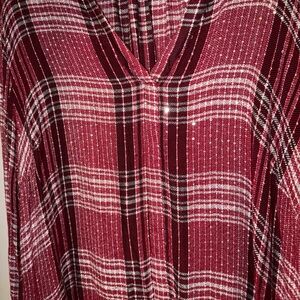 Jennifer Lopez Plaid V-Neck SequinBlouse - Red and White perfect for Valentines!